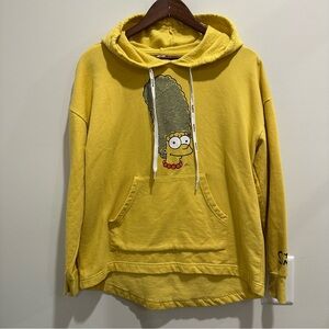 Yellow Graphic Hoodie with Cartoon Print